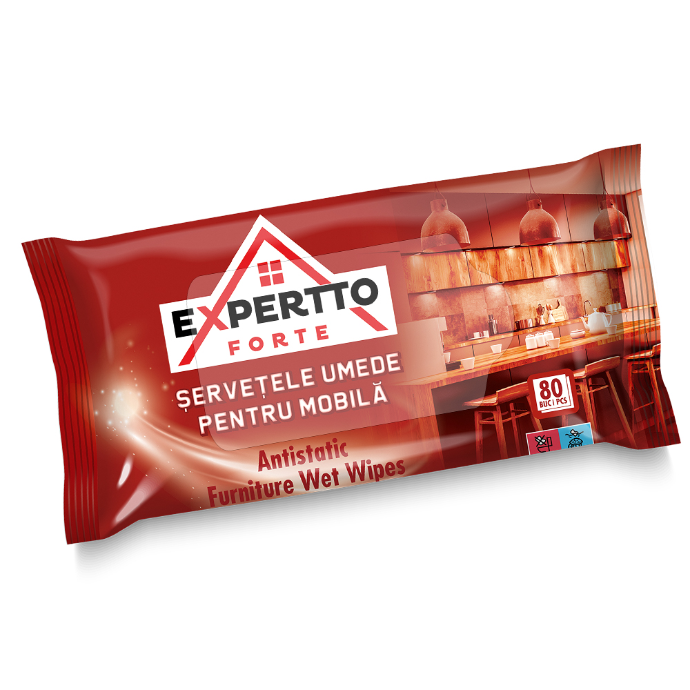 Вологі серветки для меблів Expertto Forte, 80 шт