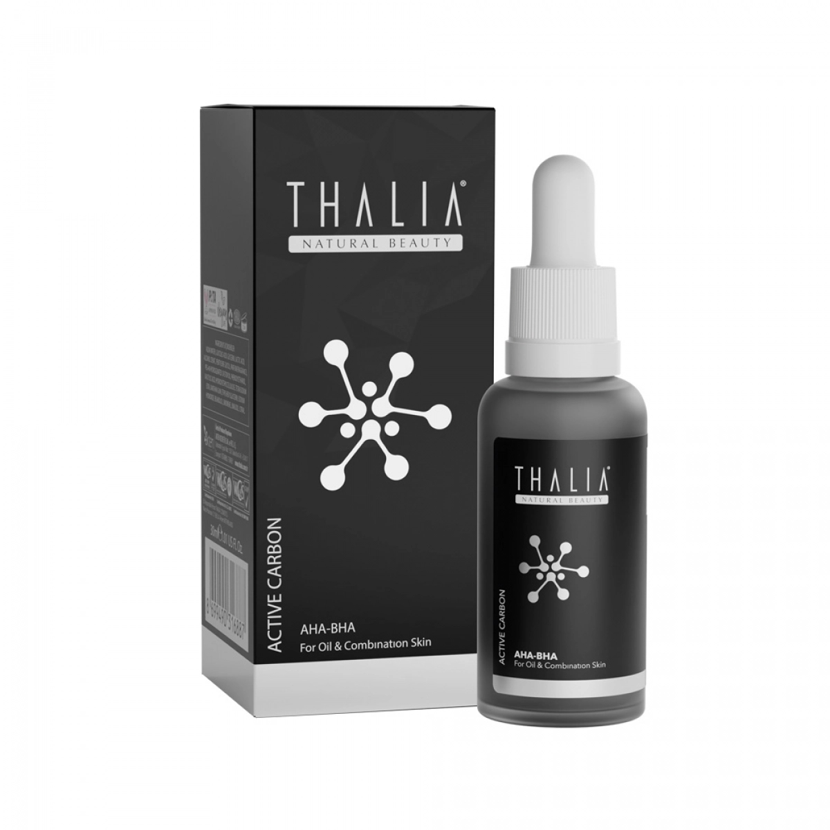 Сироватка для обличчя з AHA-BHA та активованим вугіллям Thalia, 30 мл