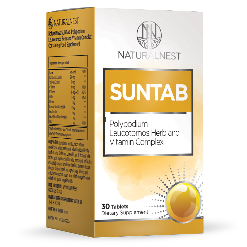 Дієтична добавка для захисту шкіри від сонця Suntab Naturalnest, 30 таблеток