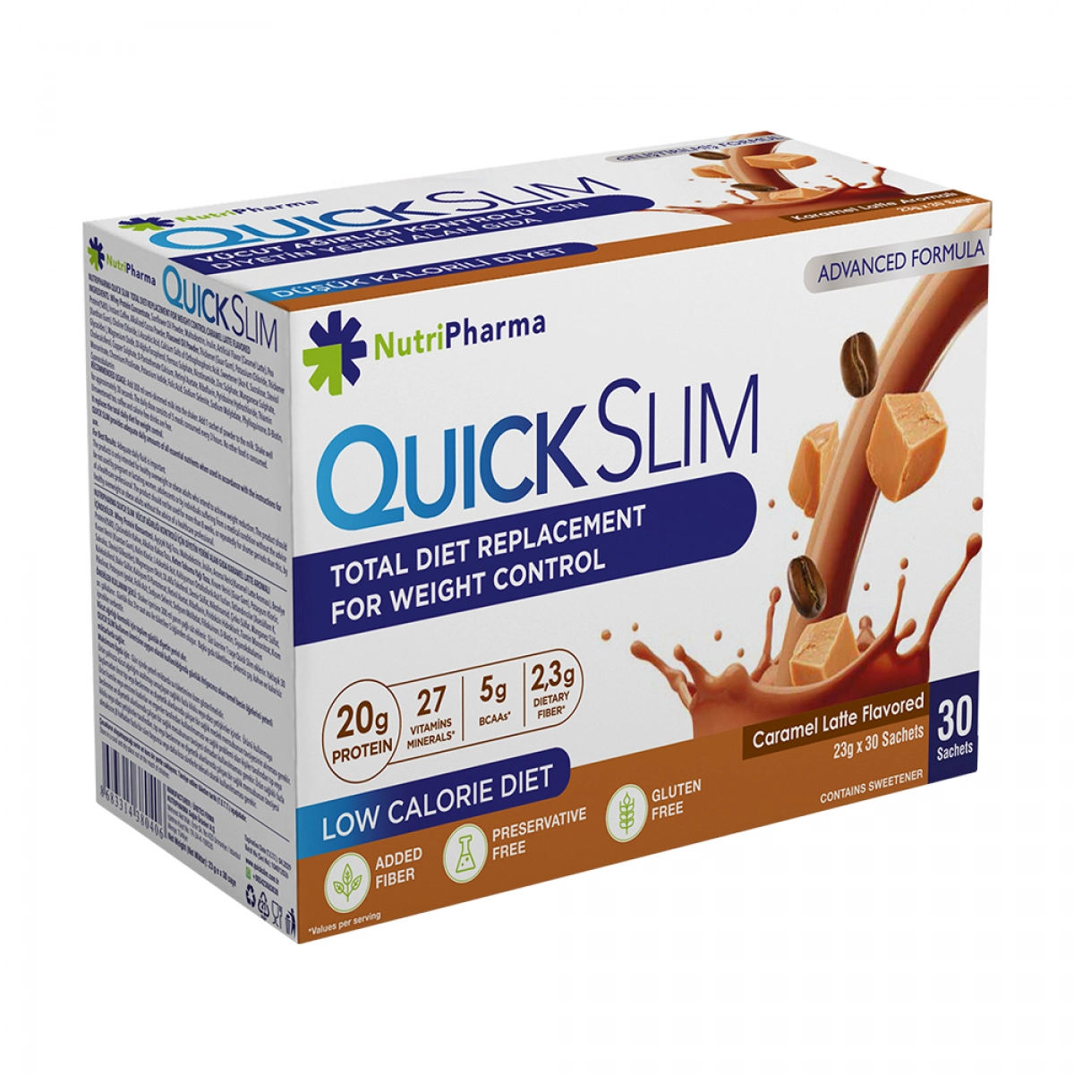 Коктейль Quick Slim Карамельний лате, 30 саше по 23 г Лівеста