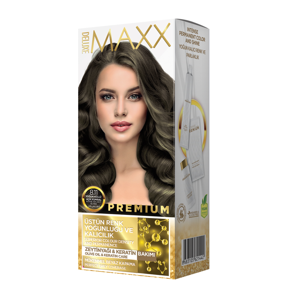 Фарба для волосся Maxx Deluxe 8.11 Інтенсивний попіллясто-русявий, 50 мл50 мл10 мл