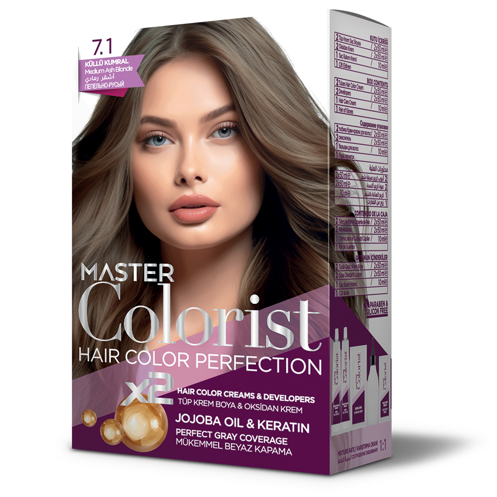Фарба для волосся Master Colorist 7.1 Попелясто-русяна, 2x50 мл2x50 мл10 мл Лівеста
