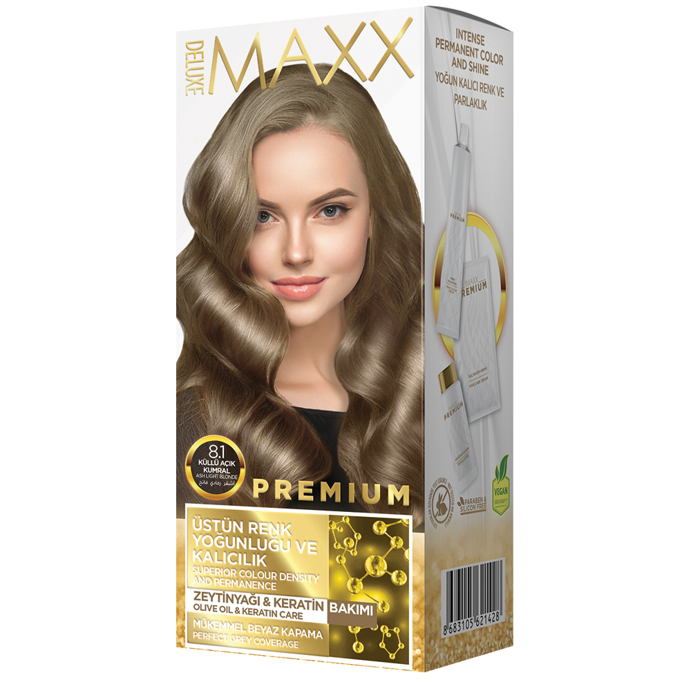 Фарба для волосся Maxx Deluxe 8.1 Попілчастий світло-русявий, 50 мл50 мл10 мл