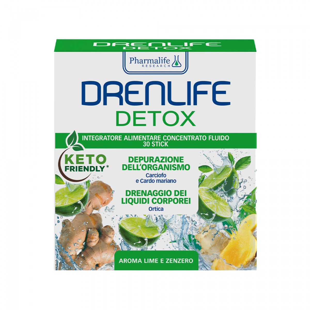 Харчова добавка для виведення токсинів Drenlife Detox з ароматом лайма та імбиру, 30 стіків п Лівеста