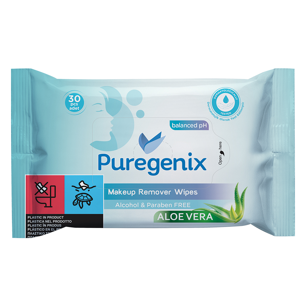 Вологі серветки для зняття макіяжу Puregenix, 30 шт Лівеста
